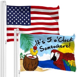 UD_G128 Combo Pack: USA American Flag & It's 5 O'Clock Somewhere Flag 3x5 FT Printed 150D Polyester