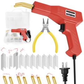 TIMTOKIT Hot Stapler Plastic Repair Kit with 800PCS Hot Staples, LED Light, 110V Automotive Plastic Bumper Repair Kit Hot Stapler Gun for Car Bumper Kayak Fender Mood More Plastic(Red)