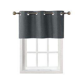 Home Queen - cortina oscurecedora con ojales en la parte superior para sala de estar, cenefa pequeña y recta, juego de 1, 37 x 18 pulgadas, color carbón