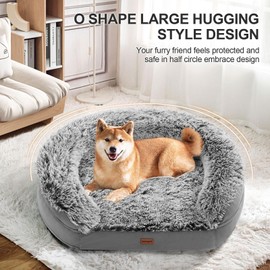 3.7 inch Thickened Orthopedic Dog Beds for Extra Large Dogs, Supportive Dog Sofa Bed with 28D Egg-Crate Foam, Removable Washable Cover, Waterproof Lining, Half-Round Design for Puppy,Senior,Sick
