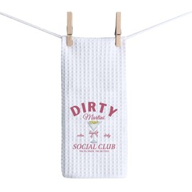 TSOTMO Dirty Martini Gift Martini Towel Dirty Martini Social Club Kitchen Towel for Martini Lovers Women Drinking Night Out Gift (C, Martini Club)