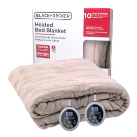 BLACK+DECKER Heated Blanket Electric Queen, Micro Plush Electric Blanket, Heating Blanket with 10 Heating Levels, 10H Timer, Auto Shutoff, Dual Zone Heating, Fast Heating (84x90 inches, Cream)