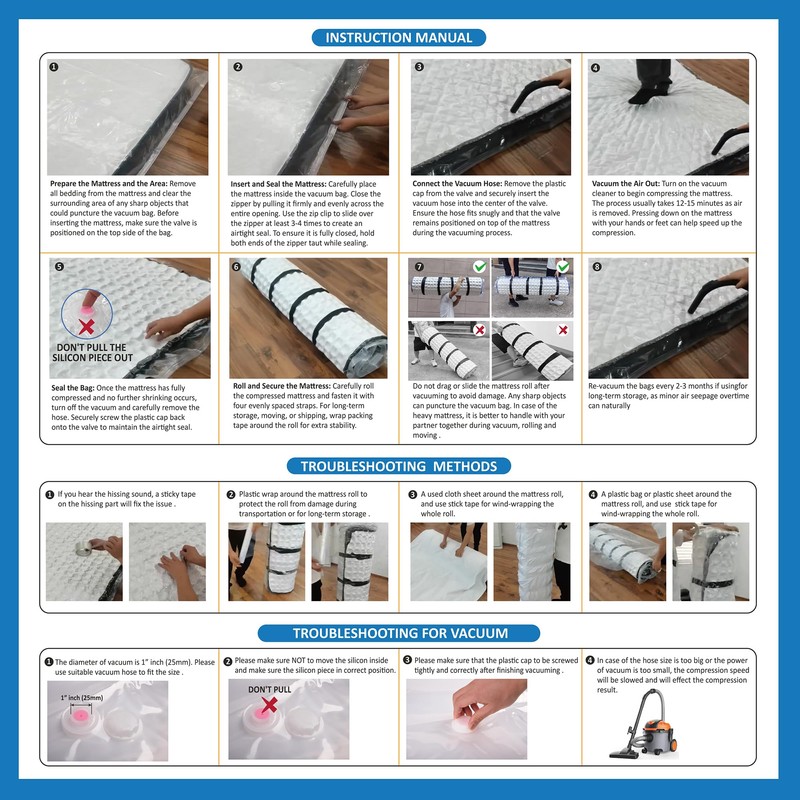 Storage Logic Twin/Twin XL Foam Mattress Vacuum Bag for Moving,