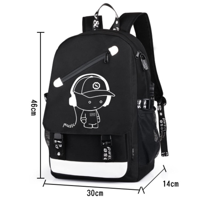 HIPOTUO Anime Luminous Backpack, 16' Laptop Backpack with USB Charging