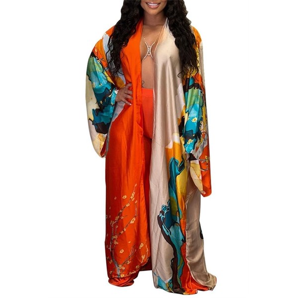cu4eve Summer Cardigan For Women Lightweight Satin Open Front Long