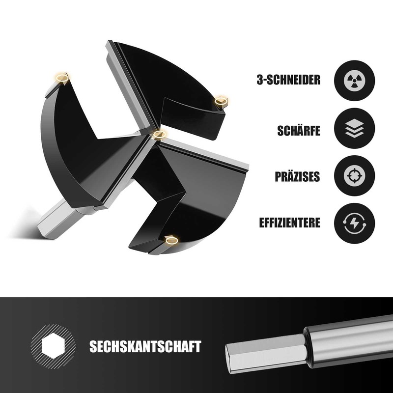 hsawbit Forstnerbohrer 70mm Holz, Holzbohrer mit Sechskantschaft, Forstner Bohrer fr