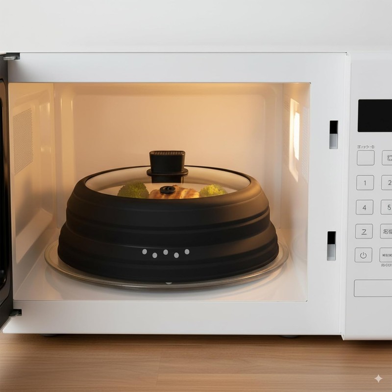 Microwave Splatter Cover Glass Microwave Cover for Food Collapsible Splatter