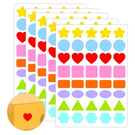 Multi-Shaped Color-Coding Stickers 1 inch Basic Shapes Dot Labels Differ Colorful Round Hearts Stars Triangle Square Rectangle Oval Stickers for Toddlers Kid Student Classroom Office 800pcs