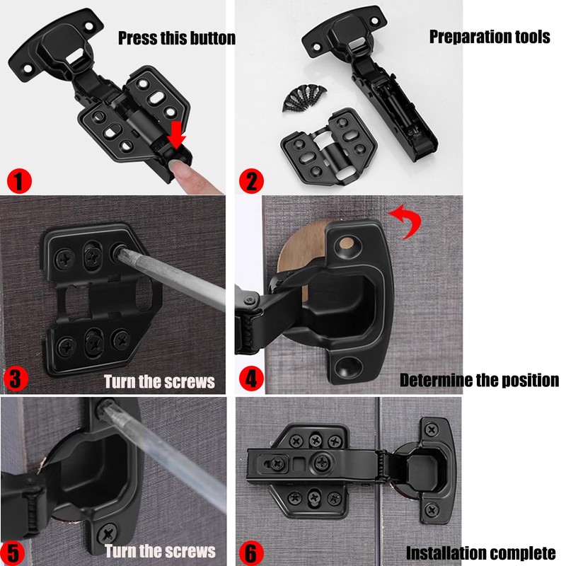 Cokritsm Black Hinge Cabinet Door with Hinge Screws, Screw-On Hinge