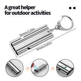 KEQAR 2 Stück Trillerpfeife, Laute Notfallpfeife aus Edelstahl, Doppelfass-Notfallpfeife mit Schlüsselanhänger, Schiedsrichterpfeife für das Überleben im Freien