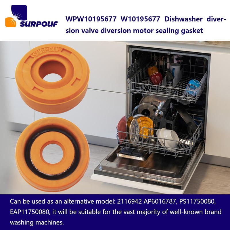 W10195677 WPW10195677 Dishwasher Diverter Valve Seal Grommet Compatible with Whirlpool