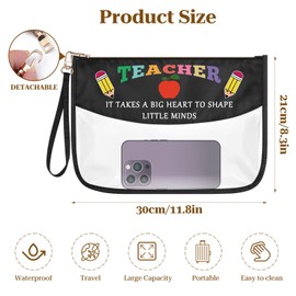 Teacher Appreciation Gifts Teacher Makeup Bag for Women Graduation Birthday Retirement Teachers' Week Gifts for Coworker Teacher Thank You Gifts Clear Cosmetic Bag Zipper Travel Toiletry Pouch