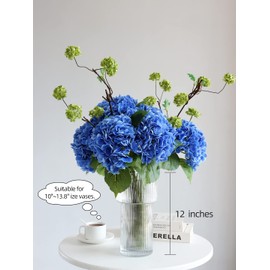 grtefhu 4pcs 21" Navy Blue Faux Hydrangeas Artificial Flowers, Real Touch Silk Hydrangea Flowers with Stems for Ocean Theme Bridal Wedding Party Home Office Decor