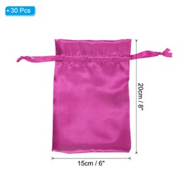 PATIKIL Satin Bags with Drawstring, 30 Pack 6x8 Inch Wedding Favor Bags Mini Gift Packaging Bags for Birthday Christmas Jewelry Party, Rose Red