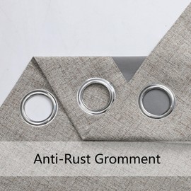 Airwill Blackout Curtains for Bedroom, Black Out Curtains 84 Inch Length 2 Panels Set, Linen Textured Thermal Insulated Window Curtains with Grommets(52x84 Inch, Greyish White)