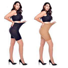90 Denier Anti-Chafing Shorts (Pack of 2), 2-Pack Black/Nude