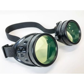 Unbranded Green Lens Black Goggles Steampunk Punk Goth Burning man Sun glass 3 Set Lens