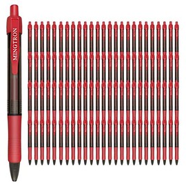 Mingtron Gel pens, 100 Pack Red Pens Fine Point, No Smear Ink Pens for Left Hand, Click Pens Bulk, Retractable Rollerball Pens for Smooth Writing, 0.5MM, Red Ink