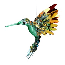 Gisela Graham Glass Effect Acrylic Hummingbird With Sequine's 15 Centimeter Festive Decoration