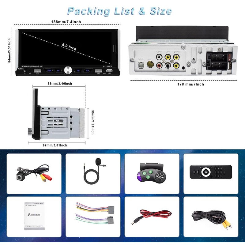 Single Din Car Radio Compatible with Wireless Apple CarPlay, Car