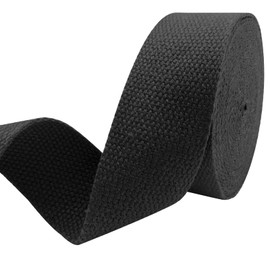 1.5 inch Cotton Webbing Braid Handles Bag Strap 15ft High Density Webbing Plain Weave Straps for Cloth Tote Bag, Pet Collars, DIY Projects, Crafts, Outdoor Accessories (Black 5103)