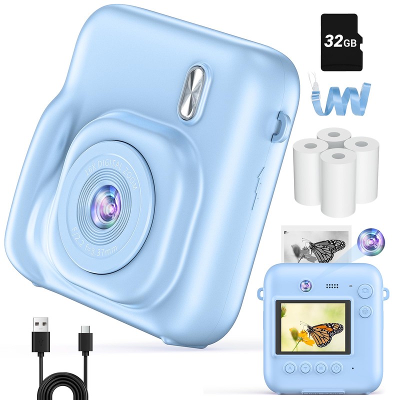 Fulealfly Children's Camera, Instant Digital Camera, Digital Camera, Kids Camera,