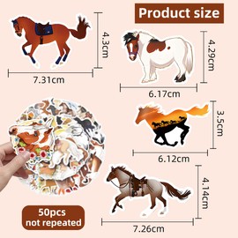 50 Waterproof Cartoon Horse Sticker Set, Creative DIY for Laptop, Mobile Phones, Skateboard, Luggage & More - Suitable for Adults & Children
