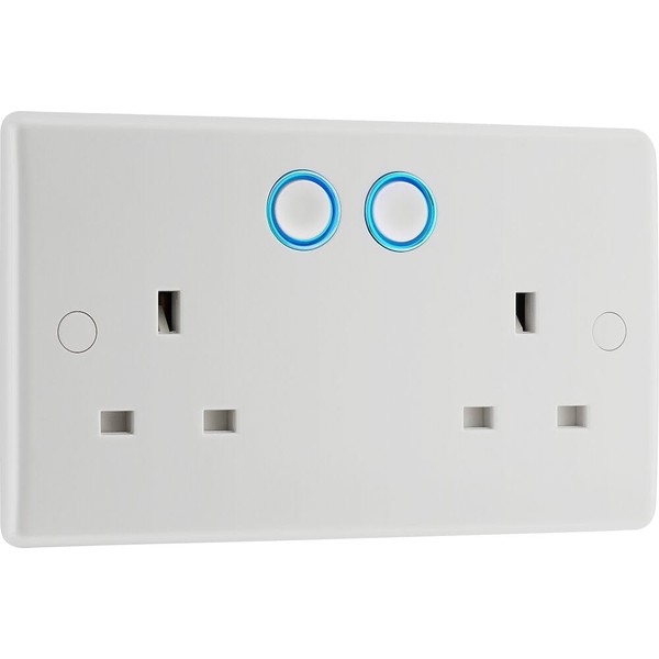 BG Electrical 822/HC-01 Smart Power Socket, Alexa Compatible Double 13