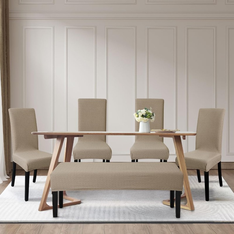 FORCHEER Dining Chair Covers and Bench Covers Set Waterproof Light