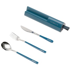 Travel Utensils Set, 4pcs Stainless Steel Reusable Cutlery, Portable Silverware Lunch Box for Camping and Office, Include Fork Spoon Knife with Case