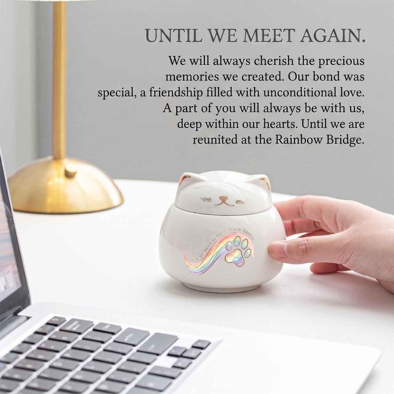 Cat Urn for Ashes, 3 Inch Ceramic Pet Memorial Urn