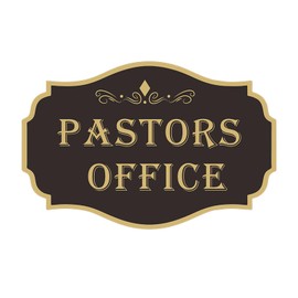 Pastors Office Sign 13.8x9.05 inch Spay Gold - Self-adhesive Signage for Church Offices Room Plus Size