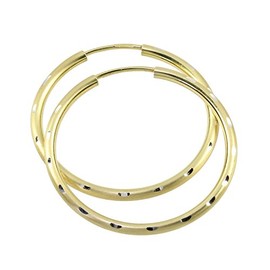 Women's Hoop Earrings 925 Sterling Silver Gold-Plated 30 mm, Genuine 925 silver, No Gemstone