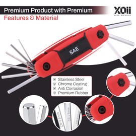 Xoii 17PCS Folding Allen Wrenches Sets | Pack of 2 Metric & SAE Hex Set – Durable & Portable Allen Key Set & Hex Wrench Tool for Home, Bike, Automotive, and DIY Repairs