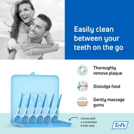TePe TePe EasyPick Toothpicks, Blue, ISO M-L, 36pcs, plaque remover, efficient clean between the teeth, durable dental picks for small gaps, comes with travel case