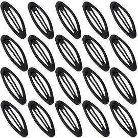 Cptots 20PCS Oval Metal Snap Clips for Women No Slip Small Barrettes for Thin Fine Hair,Matte Black