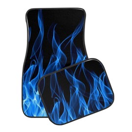 Brosoneto Blue Flame Auto Floor Carpet 4 Piece Set of Vehicle Front Rear Carpets Mat (2 pcs Auto Front Floor Mats, 2 pcs Rear Vehicle Carpet) Full Set of 4 PCS Interior Carpets Durable Universal Fit