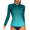 ATTRACO Womens Zip Front Rash Vest Long Sleeve Sun Protection