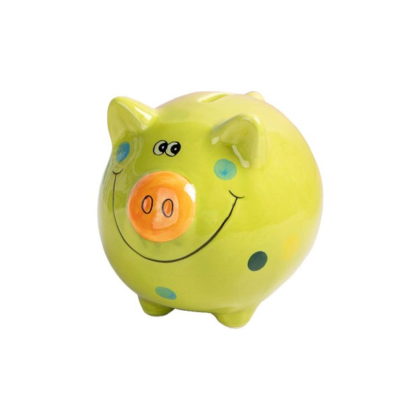 JYPHM Ceramic Piggy Bank for Kids Coin Bank for Boys and Girls Unique Birthday Gift Nursery Decor Piggy Banks Light Green (5x5x4inch)