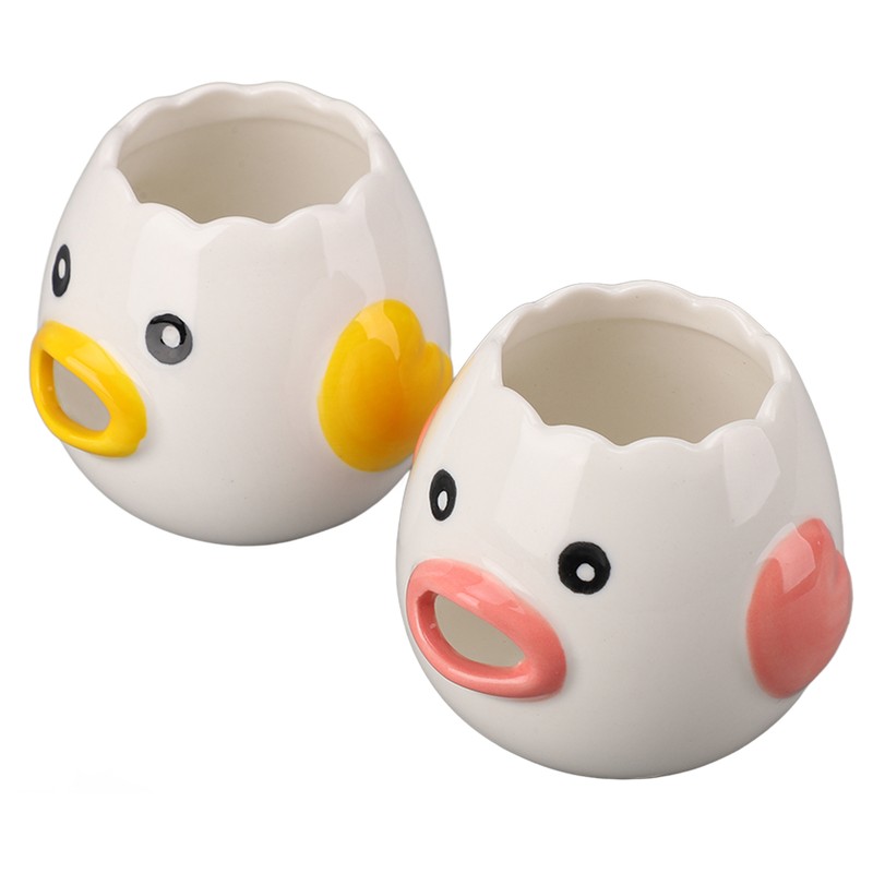 2pcs Egg Separator Ceramic Chicken Shaped Egg Yolk White Filter