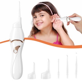 Elektrisch Ohrenschmalz Entferner, Ohrenreiniger Wissenschaftliche Saugkraft mit LED Licht, 5 Waschbaren Ersatzköpfen, Ohrwachs Entfernungs Tool Geeignet für Babys, Erwachsene