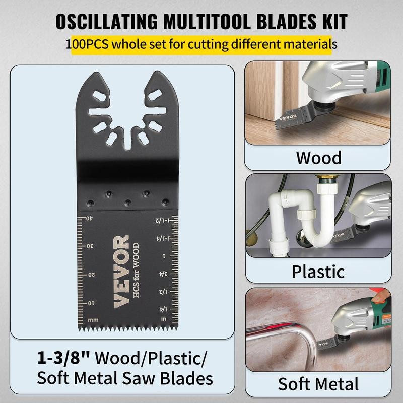 VEVOR 100PCS Oscillating Saw Blades, Quick Release Multitool Blades Kit,
