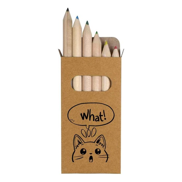 Azeeda 6 x 'What Cute Surprised Cat' Short 85mm Pencils/Coloured