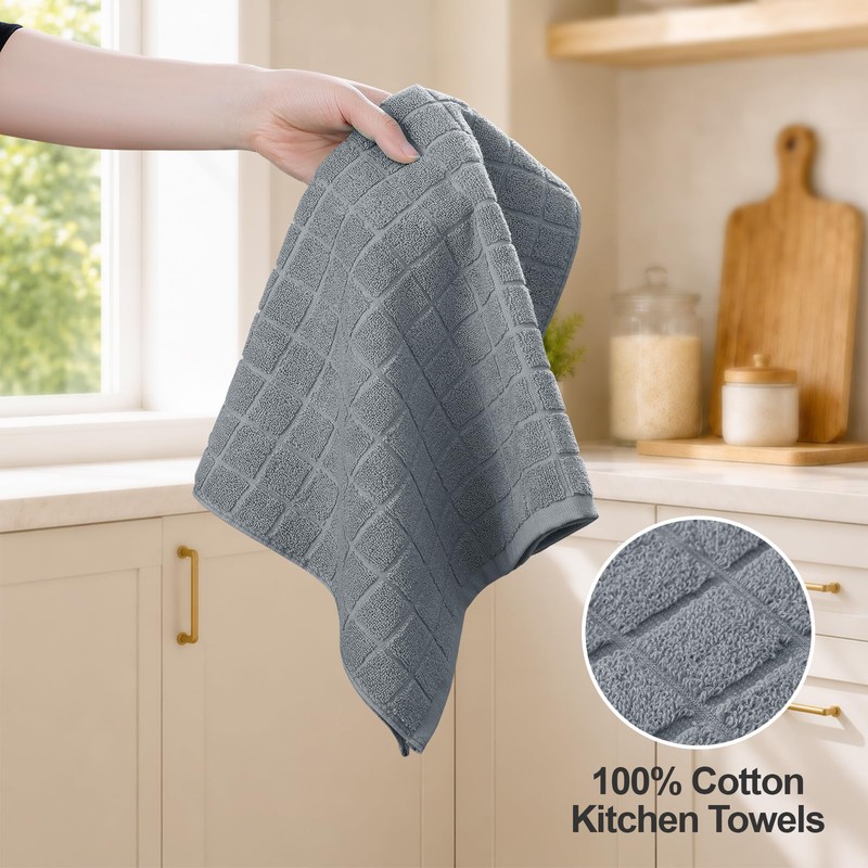 Kitinjoy Premium Kitchen Towels (16"x 28", 6 Pack), Large 100%