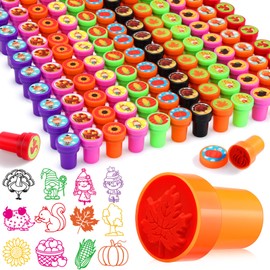 Jenaai 120 Pcs Fall Stampers for Kids Fall Party Favors Autumn Self Ink Stamps Bulk Thanksgiving Party Favors Assorted Kids Stamps Toys for Gift Goody Bag Filler Treats, Classroom Rewards