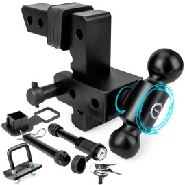 Adjustable Trailer Hitch, Fits 2-Inch Receiver, 6-Inch Drop/Rise Aluminum Drop Hitch, 2" and 2-5/16" Tow Balls,12,500 LBS GTW-Tow Hitch for Heavy Duty Truck with Double Anti-Theft Pins Locks