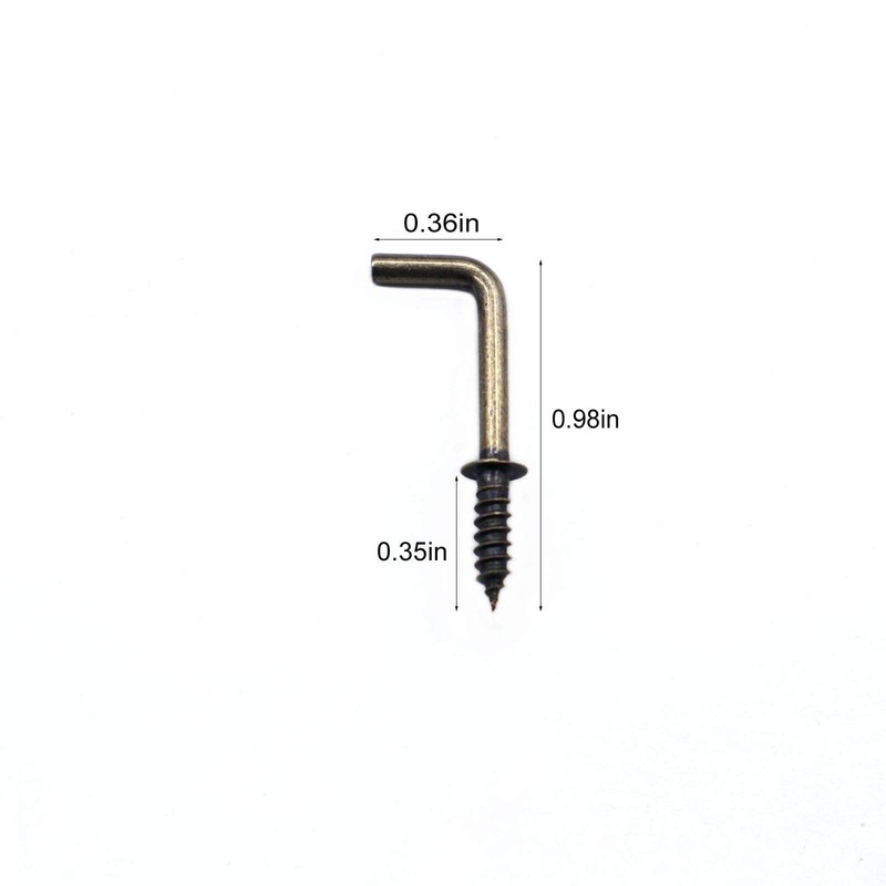 IDEALSV Small Antique Brass Screw in Hooks 5/8" L Shape