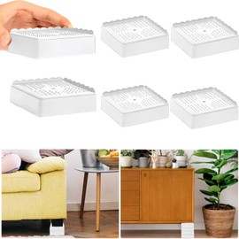 EGTTGIN Bed Risers 1 inch, 2 inch, 3 inch, 4 inch Heavy Duty, Adjustable Furniture Riser for Table Desk Couch Sofa Chair Recliner Leg Frame Dorm, Stackable Bed Raisers Blocks (White 4 Pack, 1 inch)