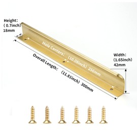 Satanga Edge Finger Pulls for cabinets Kitchen Invisible Hardware Concealed Drawer Pull Aluminum Hidden Door Long Handles Pack of 5 Modern Brushed Brass 11.81" Overall Length Easy Installation