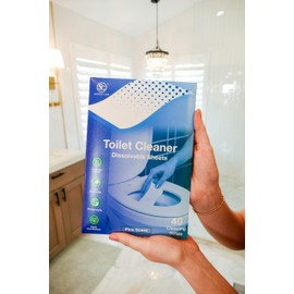 Soluble Care: Dissolvable Toilet Cleaning Sheets, Quick Dissolving, (Effective Easy Clean, No Bottles, No Mess, Septic Safe), 40 Sheets - Pine Scent